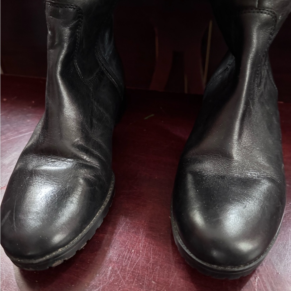Ralph Lauren Black Leather Knee-High Boots - excellent condition size 7.5 - Picture 2 of 8